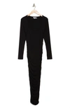 GOOD AMERICAN RUCHED LONG SLEEVE MAXI DRESS