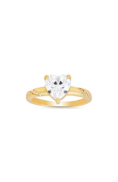 Queen Jewels Heart Cut Cz Ring In Gold