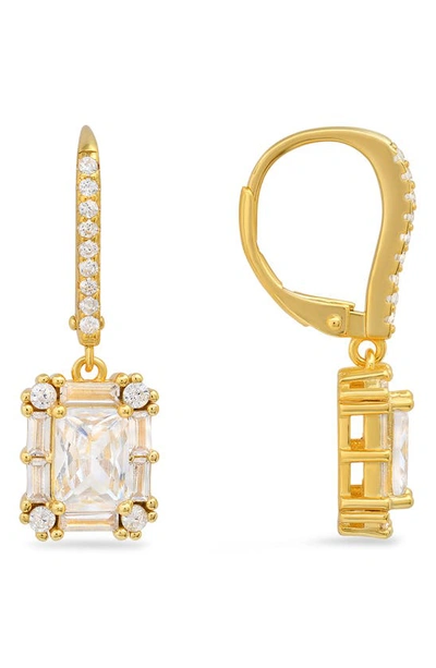 Queen Jewels Emerald Cut Drop Earrings In Gold