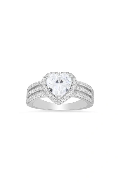 Queen Jewels Heart Cut Cz Ring In Silver