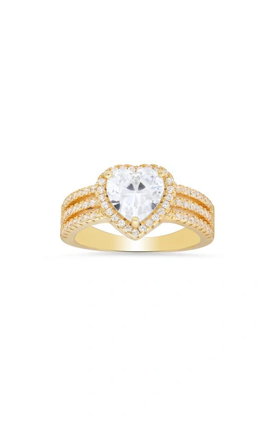 Queen Jewels Heart Cut Cz Ring In Gold