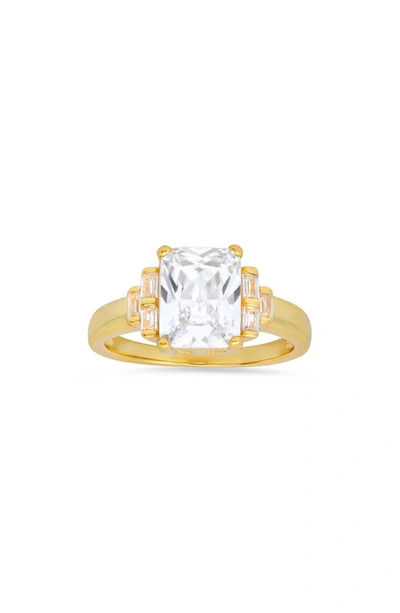 Queen Jewels Emerald Cut Cz Ring In Gold
