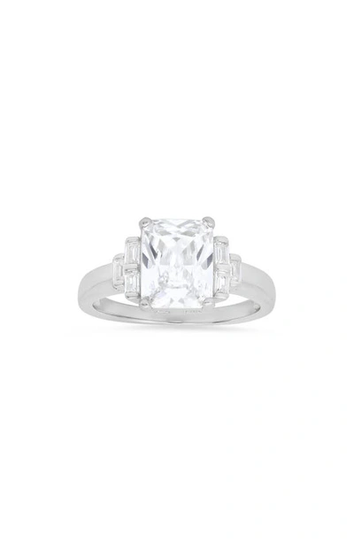 Queen Jewels Emerald Cut Cz Ring In Silver