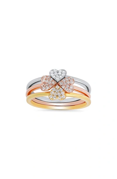 Queen Jewels 3-piece Tri-color Ring Set In Silver