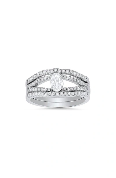 Queen Jewels 3-piece Oval Cz Ring Set In Silver