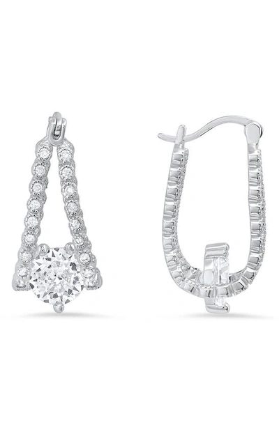 Queen Jewels Capture Hoop Earrings In Silver