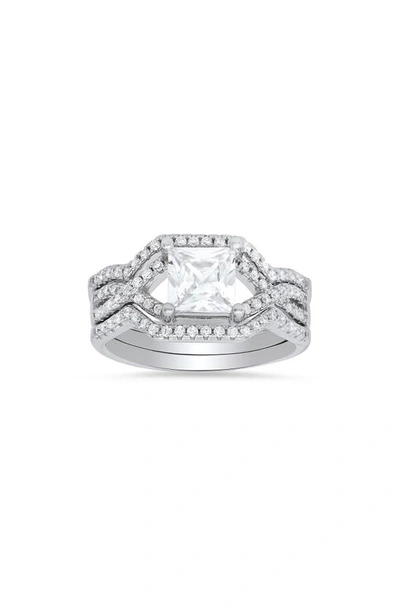 Queen Jewels 3-piece Princess Cut Cz Ring Set In Silver