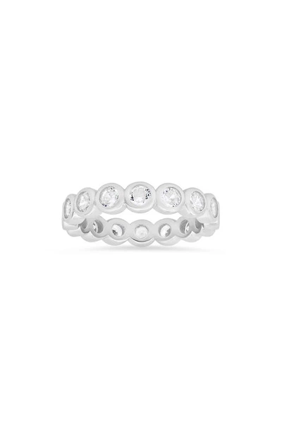 Queen Jewels Bezel Cubic Zirconia Eternity Band Ring In Silver