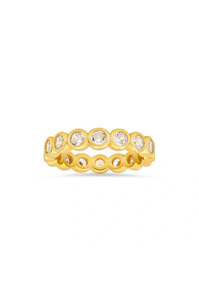 Queen Jewels Bezel Cubic Zirconia Eternity Band Ring In Gold