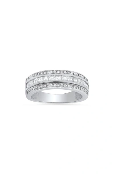 Queen Jewels Cz Band Ring In Silver