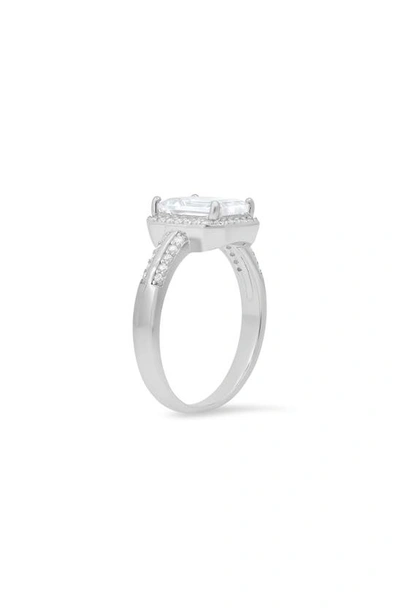 Queen Jewels Emerald Cut Cz Ring In Silver