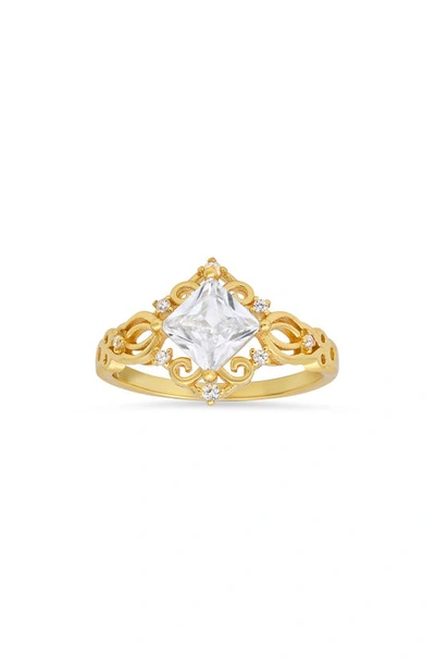 Queen Jewels Princess Cut Cz Ring In Gold
