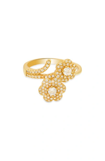 Queen Jewels Flower Cz Ring In Gold