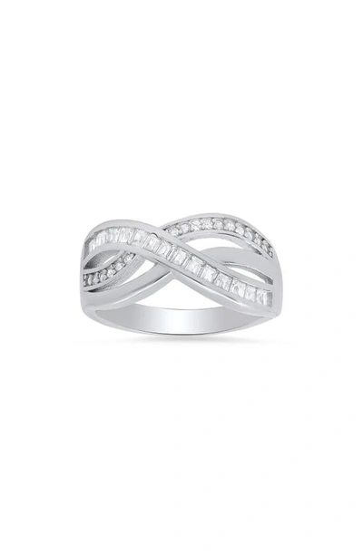 Queen Jewels Cz Crisscross Band Ring In Silver