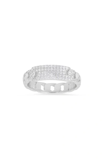 Queen Jewels Cz Curb Link Ring In Silver