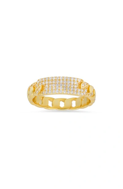 Queen Jewels Cz Curb Link Ring In Gold