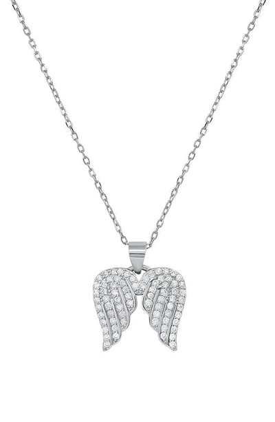 Queen Jewels Angel Wings Cz Necklace In Silver