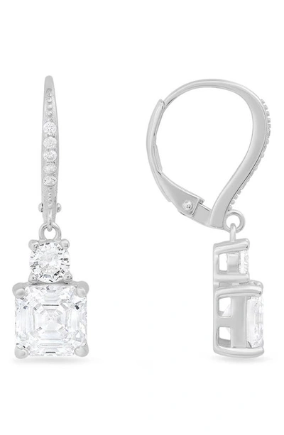 Queen Jewels Cubic Zirconia Leverback Earrings In Silver