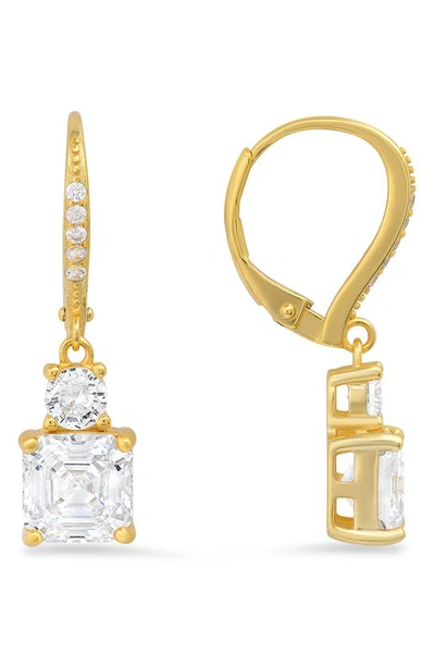 Queen Jewels Cubic Zirconia Leverback Earrings In Gold