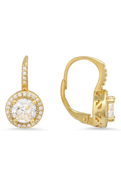 Queen Jewels Round Cz Earrings In Gold