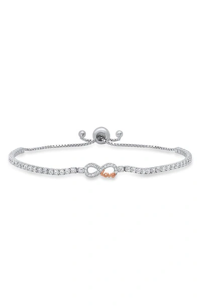 Queen Jewels Sterling Silver Infinity Pendant Pavé Bracelet