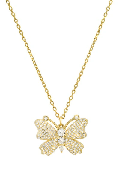 Queen Jewels Cz Butterfly Pendant Necklace In Gold