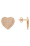 Queen Jewels Cz Pavé Heart Stud Earrings In Rose Gold
