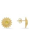Queen Jewels Cz Flower Stud Earrings In Gold