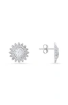 Queen Jewels Cz Flower Stud Earrings In Silver