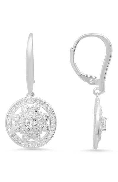 Queen Jewels Cz Pavé Disc Drop Earrings In Silver
