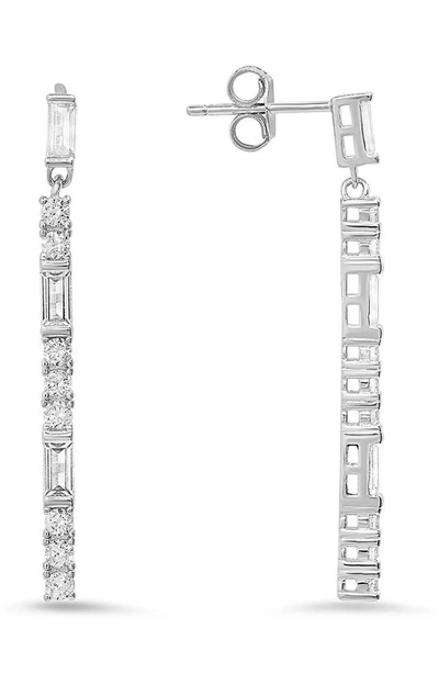 Queen Jewels Mix Cz Linear Drop Earrings In Silver
