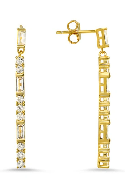 Queen Jewels Mix Cz Linear Drop Earrings In Gold