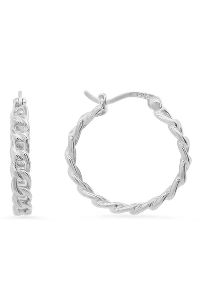 Queen Jewels Curb Chain Hoop Earrings In Silver