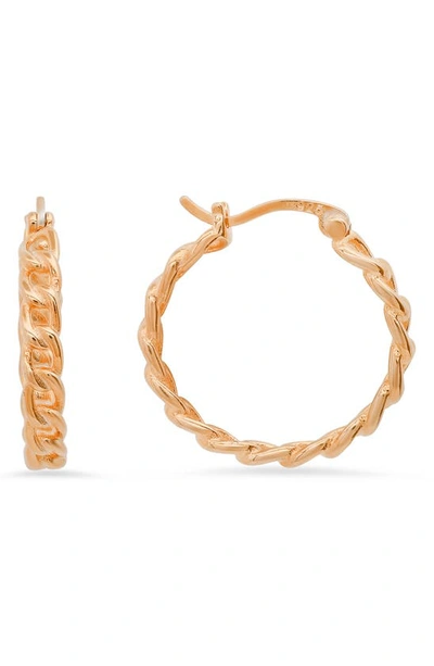 Queen Jewels Curb Chain Hoop Earrings In Rose Gold