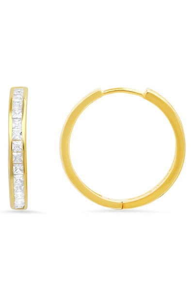 Queen Jewels Cz Channel Hoop Earrings In Gold