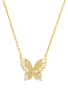 Queen Jewels Cz Butterfly Pendant Necklace In Gold