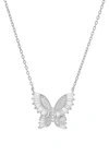 Queen Jewels Cz Butterfly Pendant Necklace In Silver