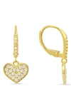Queen Jewels Cz Pavé Heart Drop Earrings In Gold