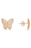 Queen Jewels Simulated Morganite Butterfly Stud Earrings In Rose Gold