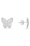 Queen Jewels Simulated Morganite Butterfly Stud Earrings In Silver