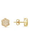 Queen Jewels Sterling Silver Cz Pavé Stud Earrings In Gold