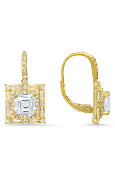 Queen Jewels Asscher Cut Cz Drop Earrings In Gold