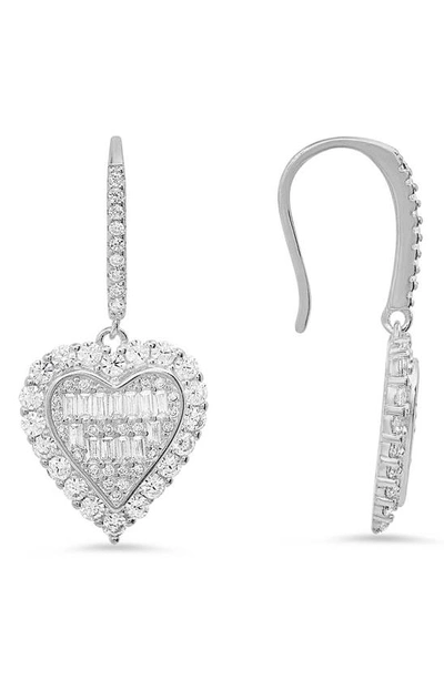 Queen Jewels Simulated Morganite Heart Drop Earrings In Silver