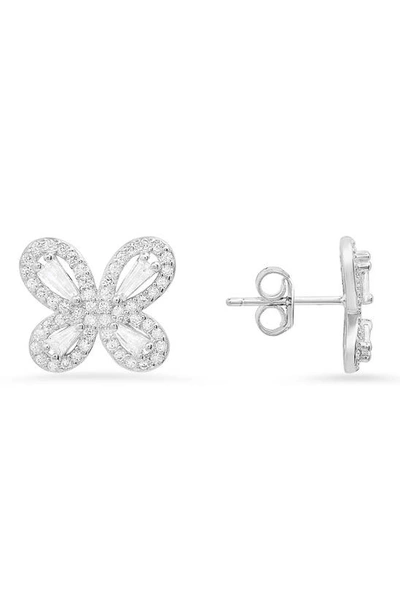 Queen Jewels Simulated Morganite Butterfly Stud Earrings In Silver