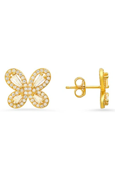 Queen Jewels Simulated Morganite Butterfly Stud Earrings In Gold