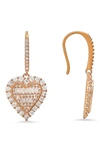 Queen Jewels Simulated Morganite Heart Drop Earrings In Rose Gold