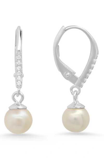 Queen Jewels Cubic Zirconia & Freshwater Pearl Drop Earrings In Silver
