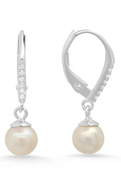 Queen Jewels Sterling Silver Cubic Zirconia & Freshwater Pearl Drop Earrings