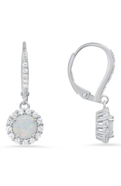 Queen Jewels Cz Halo Drop Earrings In Silver