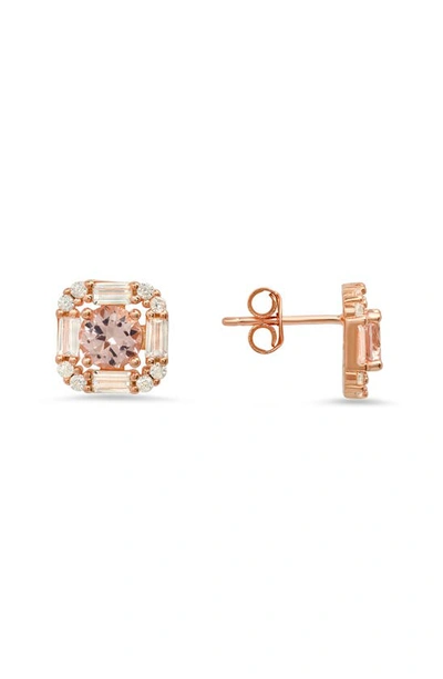 Queen Jewels Cubic Zirconia Square Stud Earrings In Rose Gold